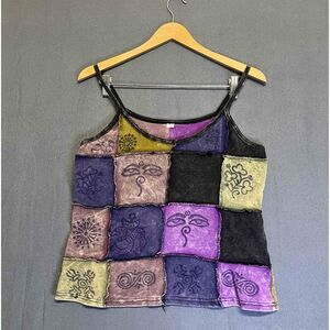 Womens Dark Patchwork 90s style Y2K Tank Top Medium